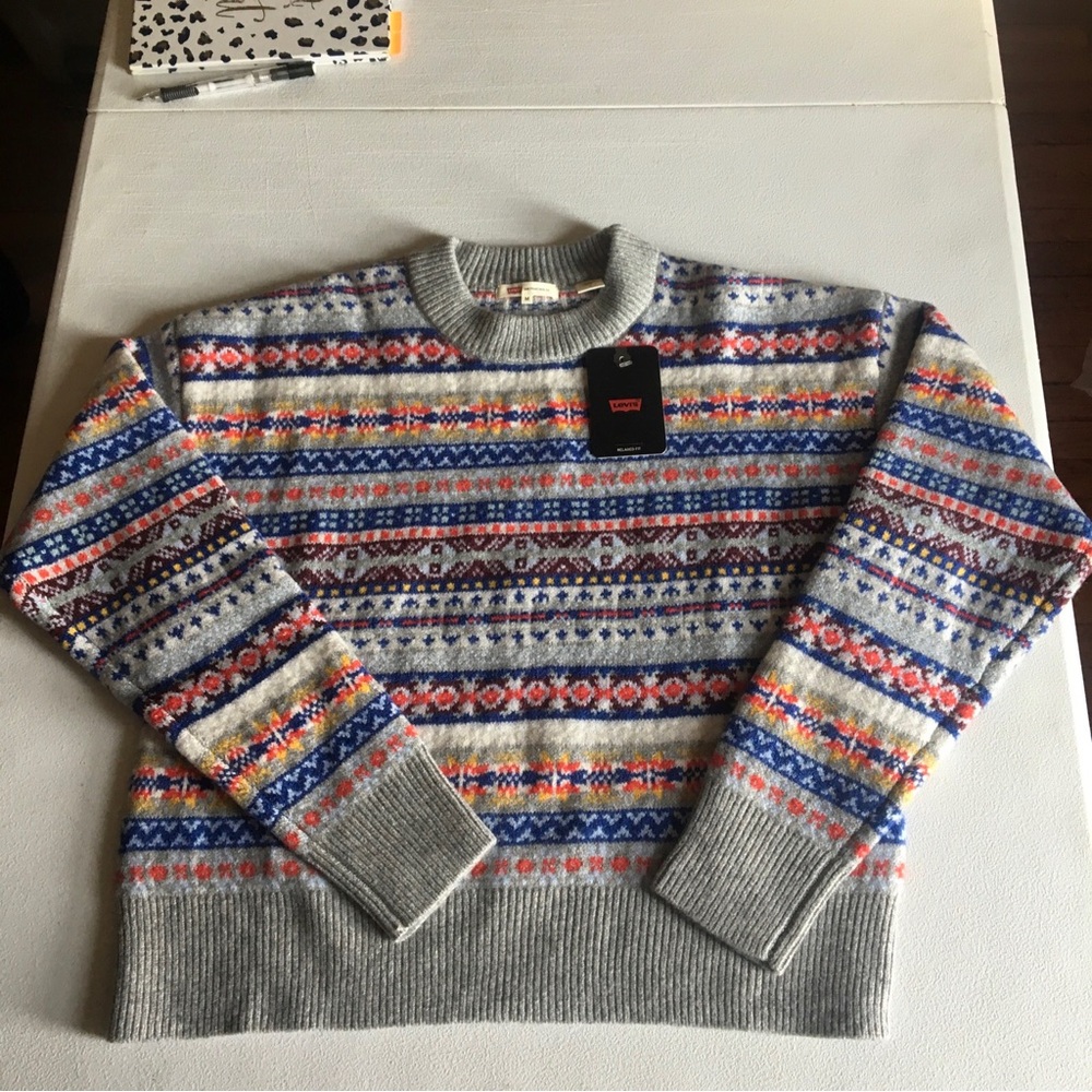 Levi's Multicolor Fair Isle Gray Crew Sweater